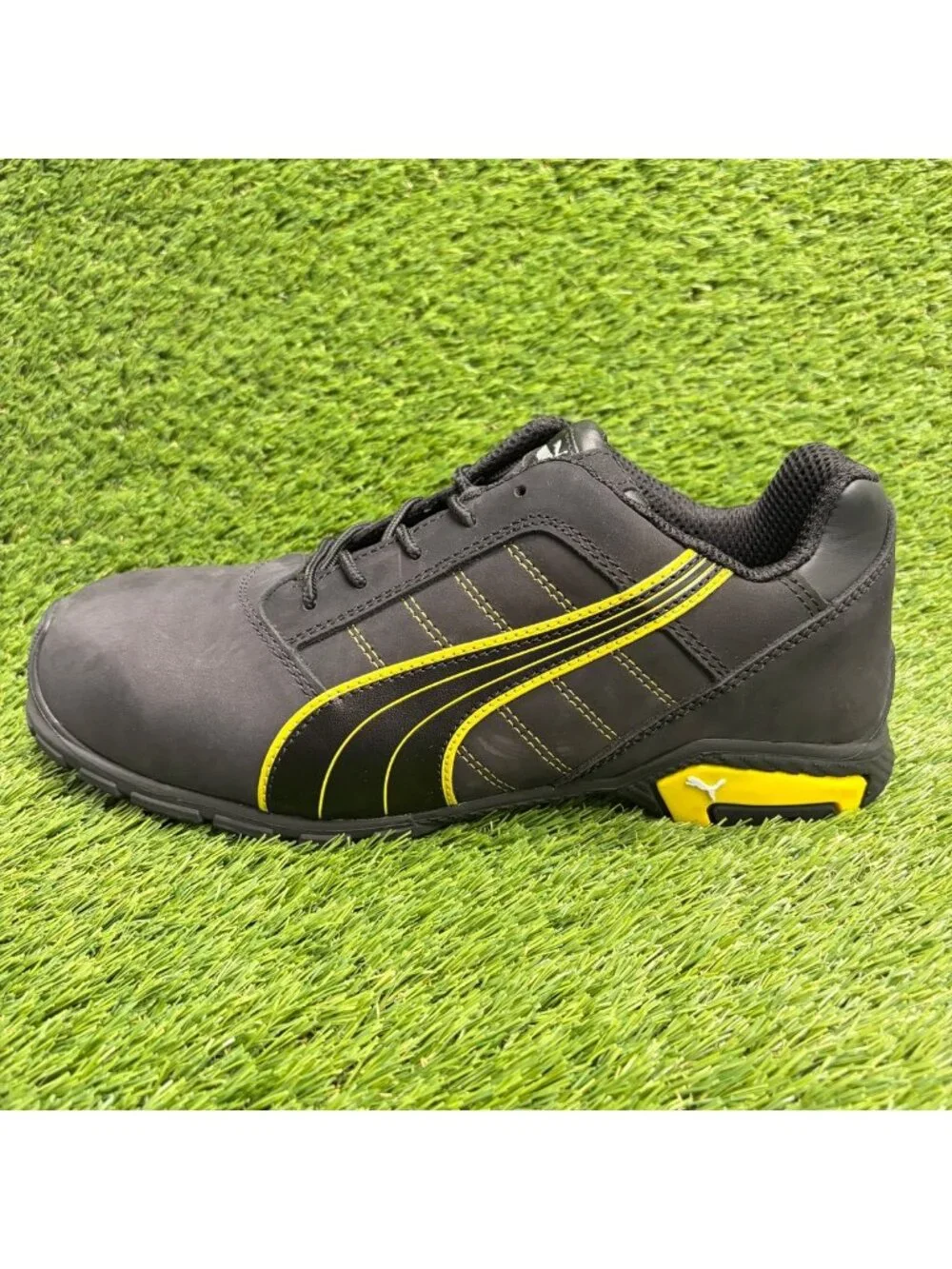 Puma Amsterdam Low Mens Size 11 Black Yellow Aluminum Toe Safety Work Shoes